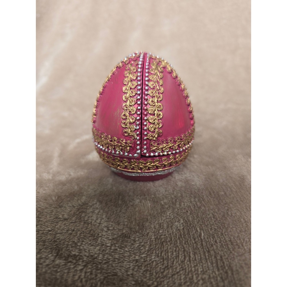 Magenta and Gold Nativity Scene Decorative Egg Triptych Christmas Collectible
